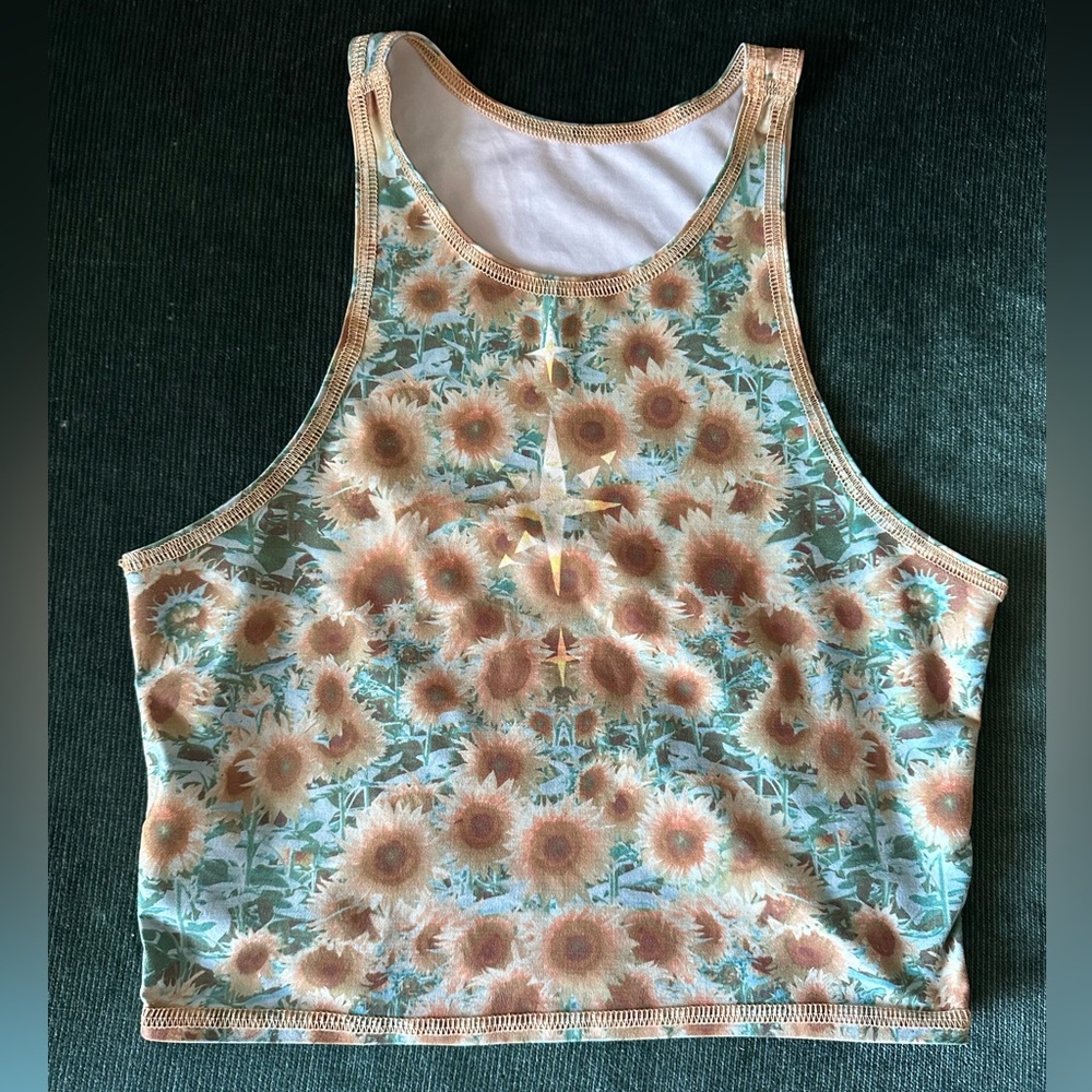 TEEKI Sunflower Crop Yoga Top made from recycled plastic bottles size XS